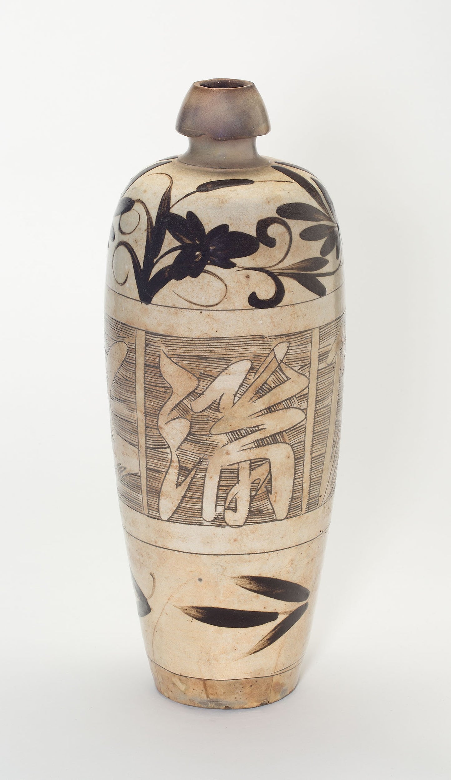 Elongated Ovoid Vase (Meiping) with Stylized Flowers - China, Poster Print Wall Art