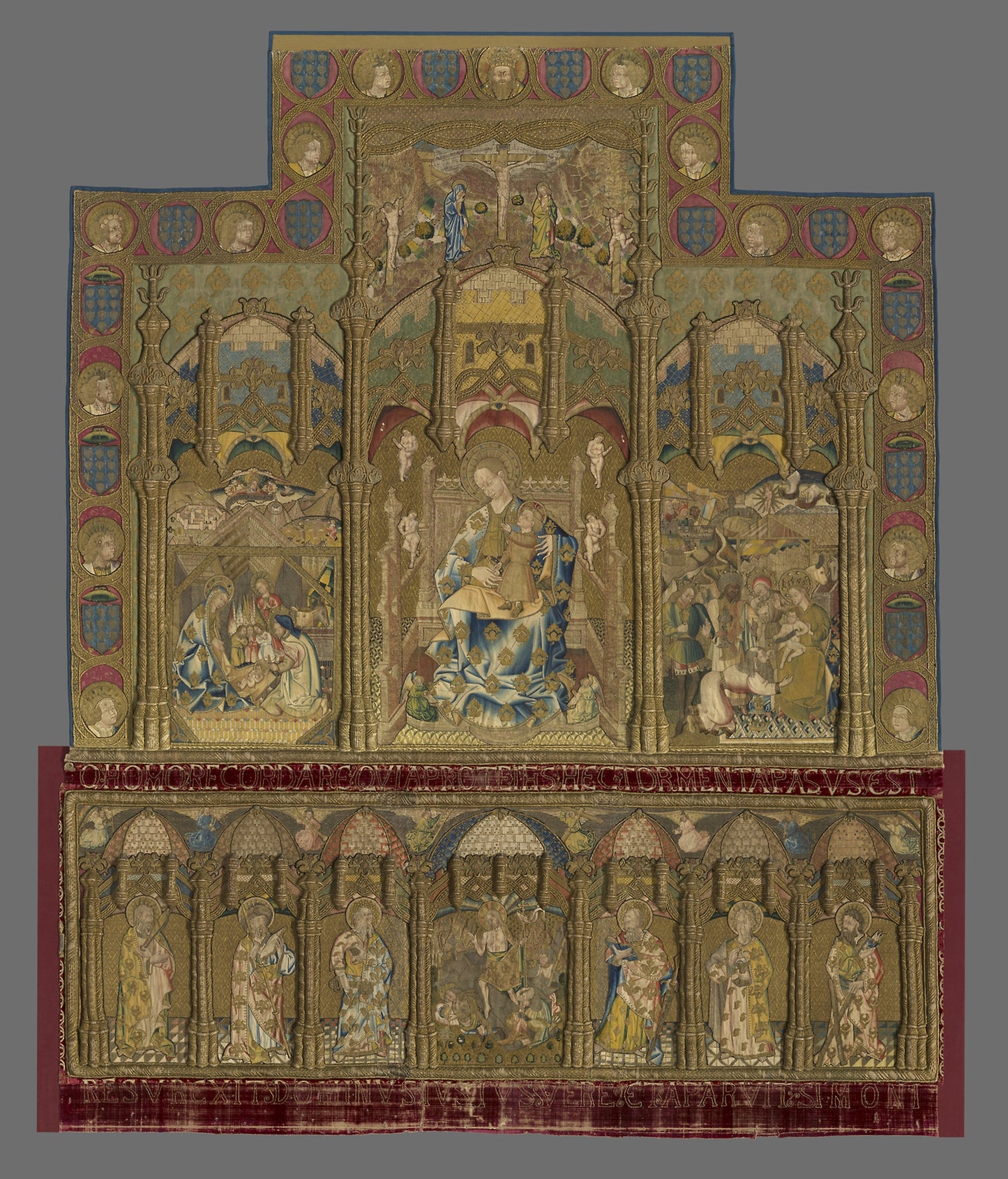 Retable (Depicting Madonna and Child, Nativity, and Adoration of the Magi; Altar Frontal Depicting the Resurrection and Six Apostles) - Spain, El Burgo de Osma, Poster Print Wall Art