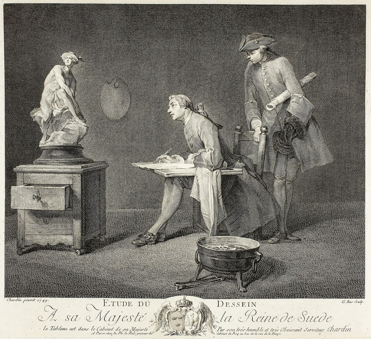 The Drawing Lesson - Jacques Philippe Le Bas (French, 1707-1783), Poster Print Wall Art
