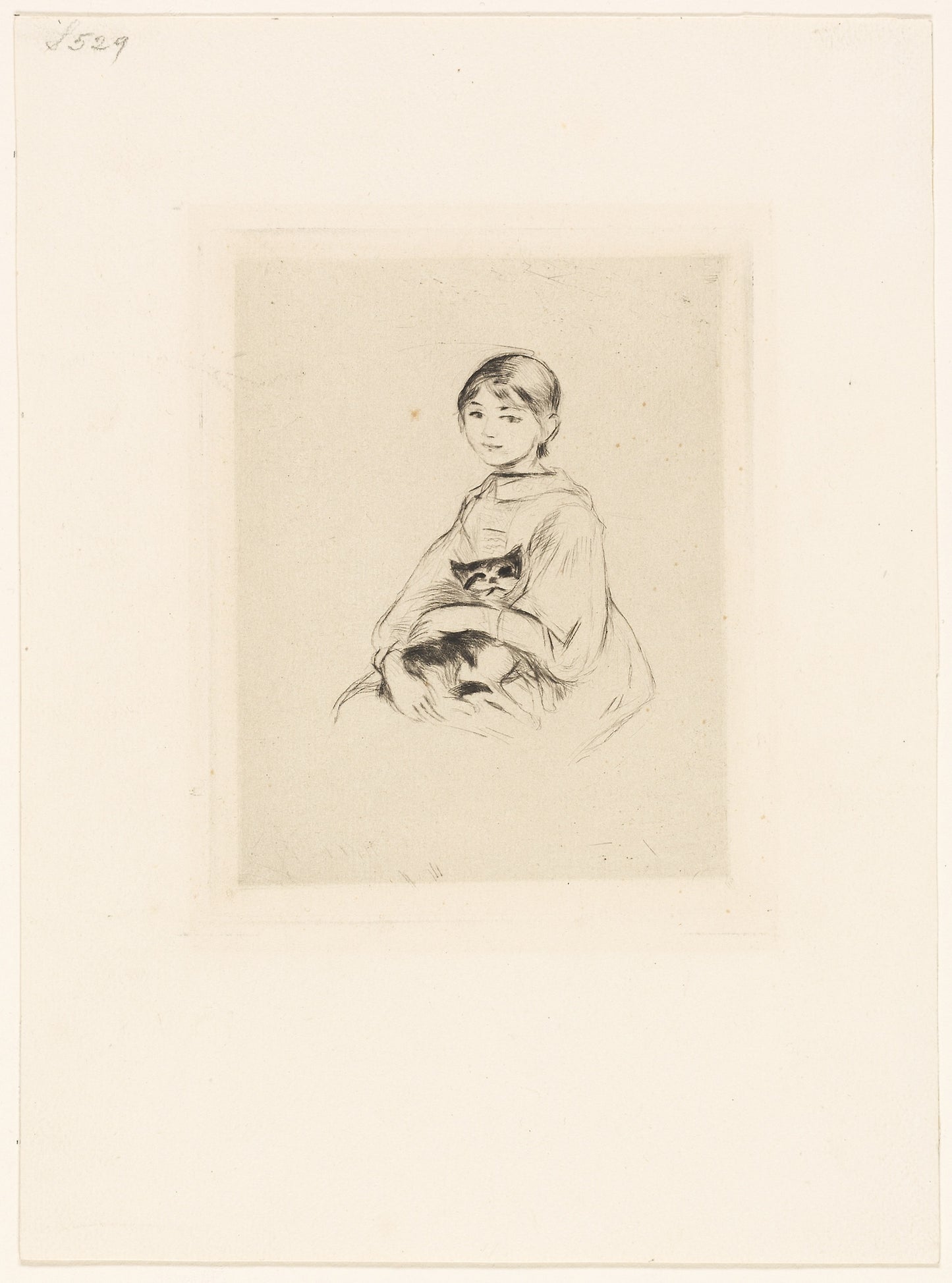 Young Girl with a Cat - Berthe Morisot (French, 1841-1895), Poster Print Wall Art