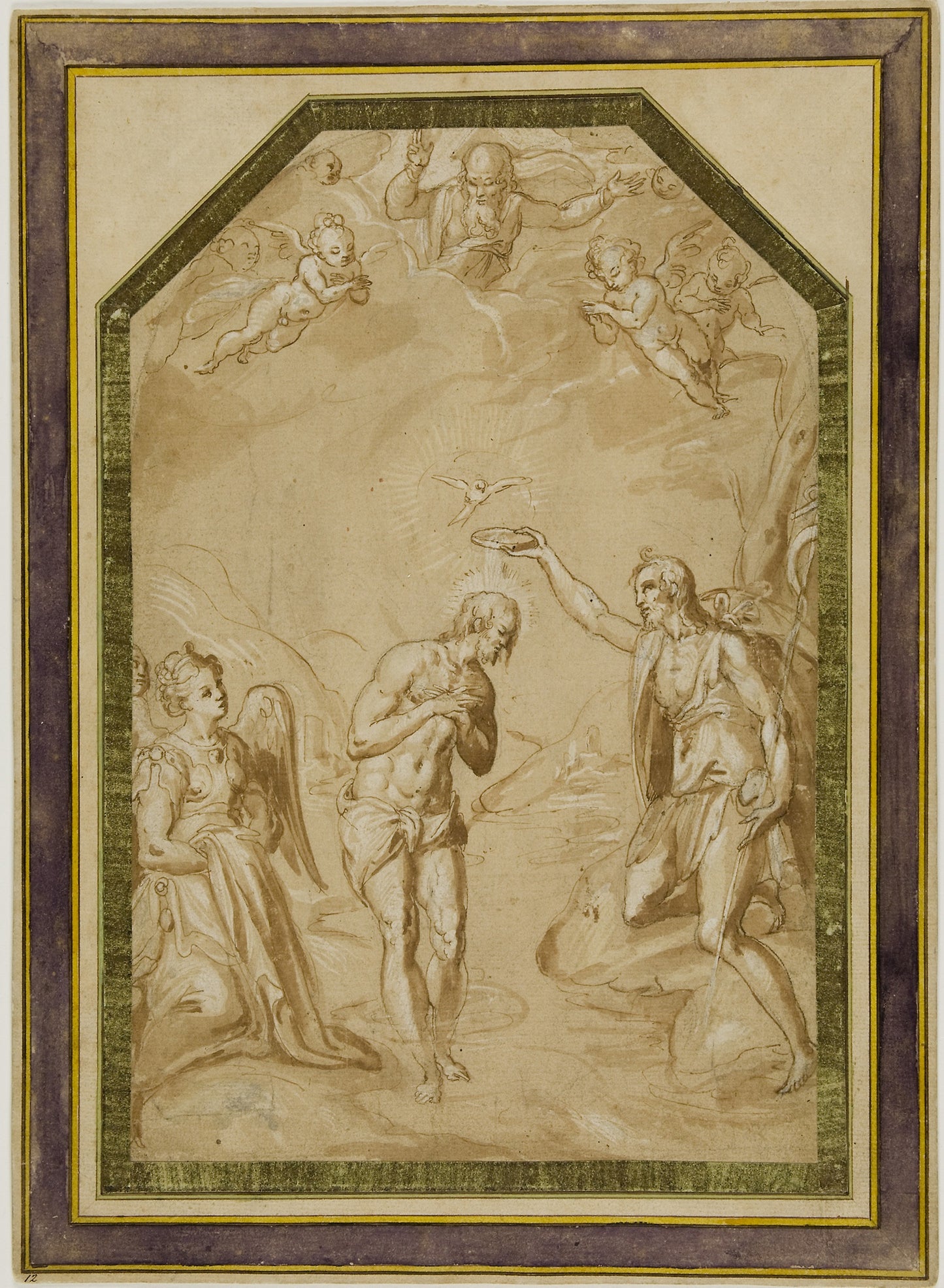 Baptism of Christ: Italian, Bolognese,16x12"(A3) Poster