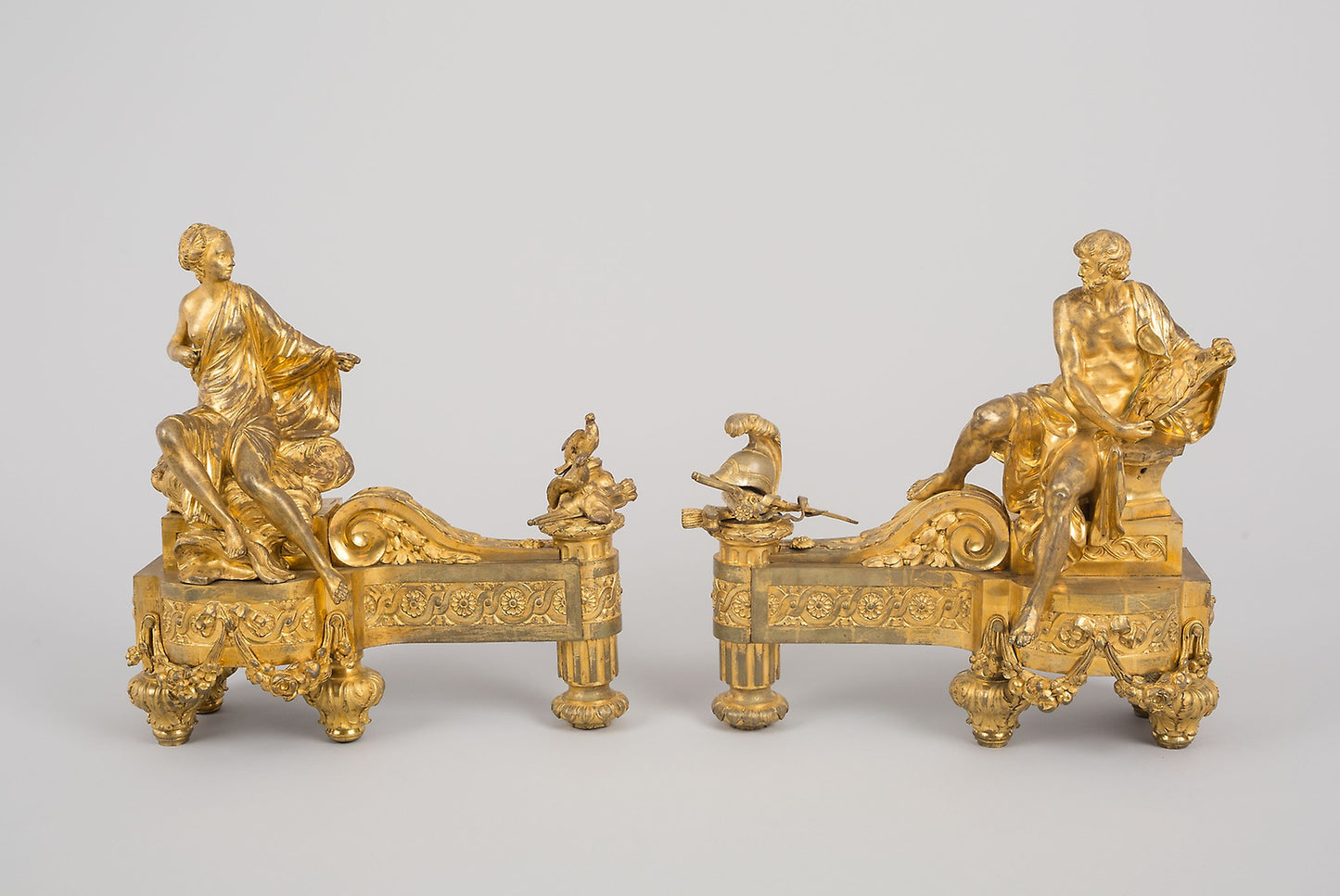 Pair of Firedogs Representing Venus and Mars - Designed - Quentin-Claude Pitoin, Poster Print Wall Art