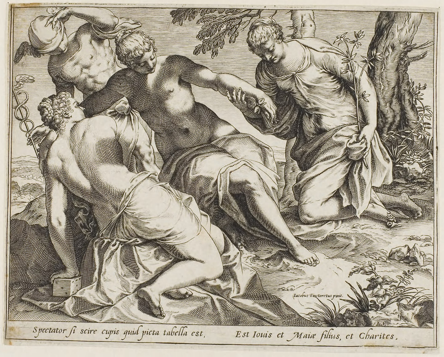 Mercury and the Graces - Agostino Carracci (Italian, 1557-1602), Poster Print Wall Art