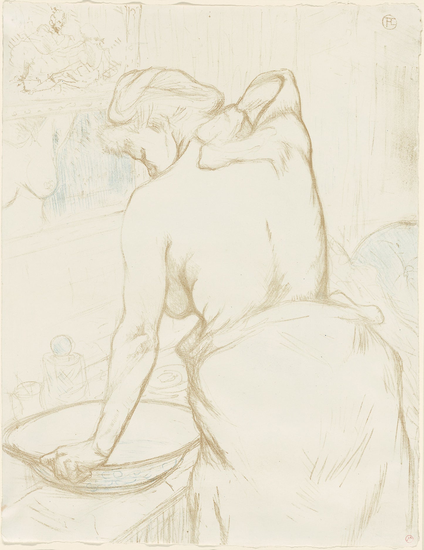 Woman Washing—The Toilet, plate five from Elles - Henri de Toulouse-Lautrec (French, 1864-1901), Poster Print Wall Art