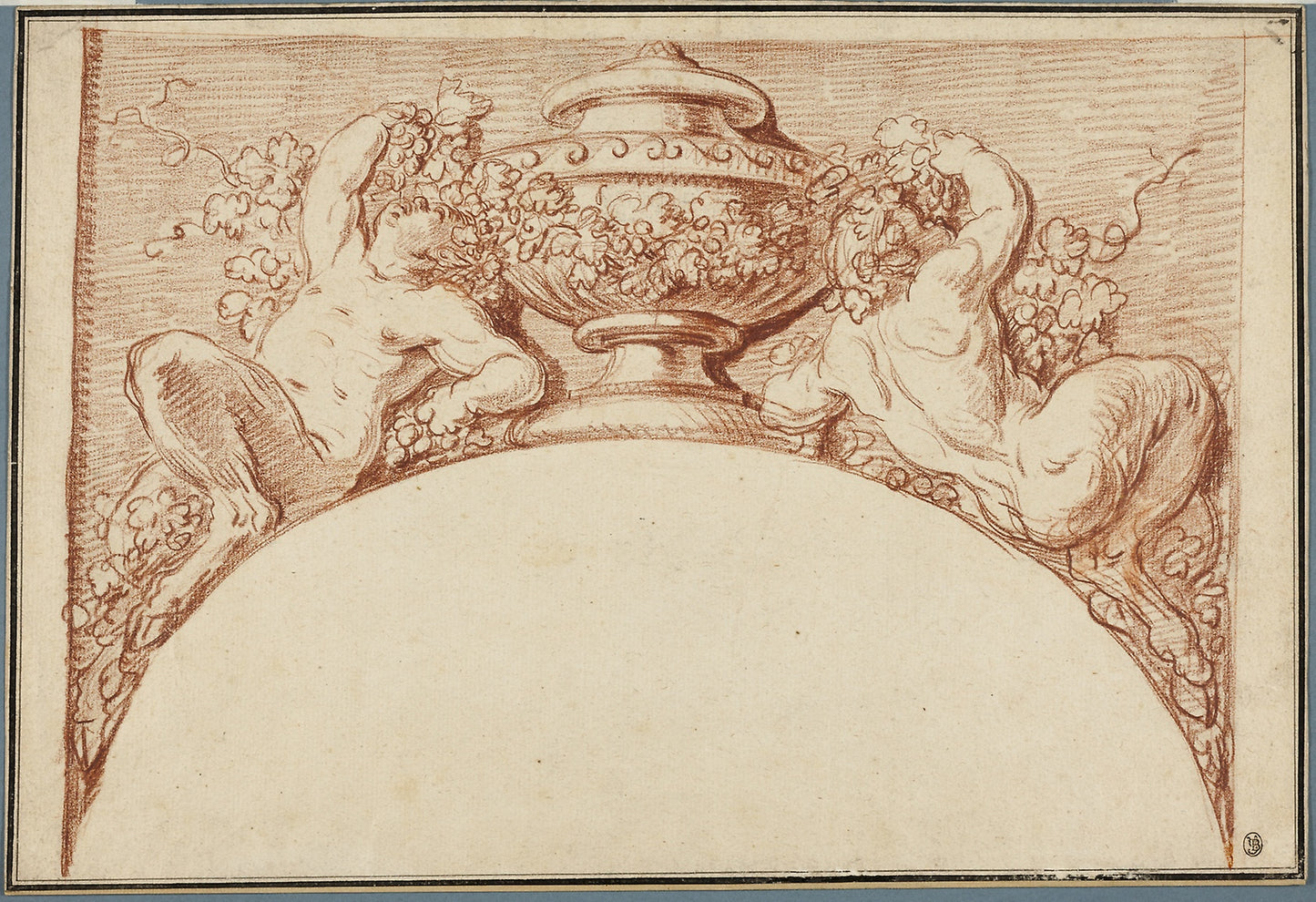 Design for an Archivolt - Two Fauns Supporting an Urn - Clodion (Claude Michel), Poster Print Wall Art
