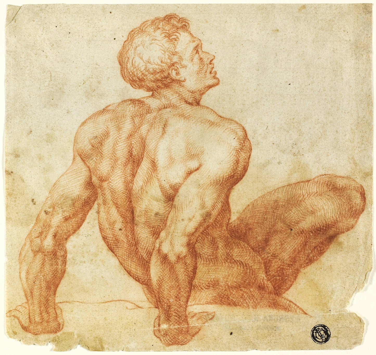 Seated Male Nude: after Michelangelo Buonarroti,16x12"(A3) Poster