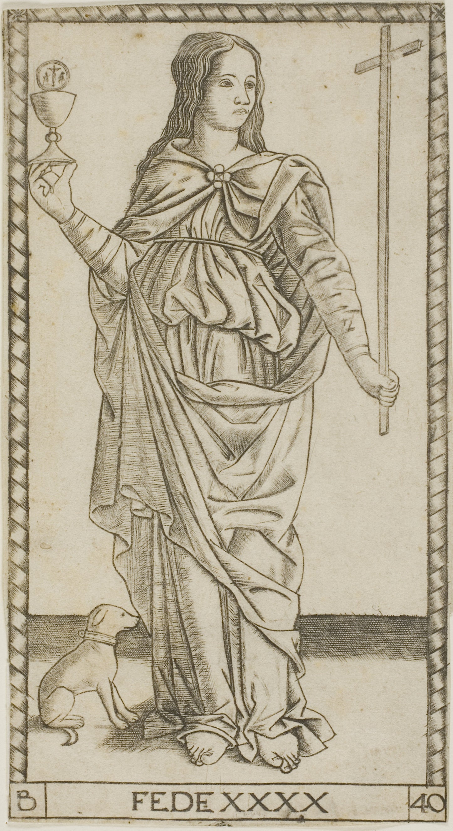 Faith, plate 40 from Genii and Virtues - Master of the S-Series Tarocchi, Poster Print Wall Art