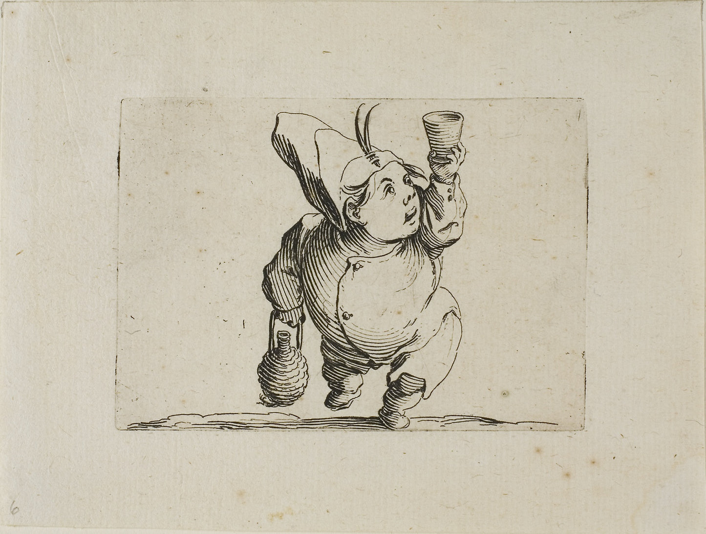 The Drinker Seen from the Front, from Varie Figure Gobbi - Jacques Callot, Poster Print Wall Art