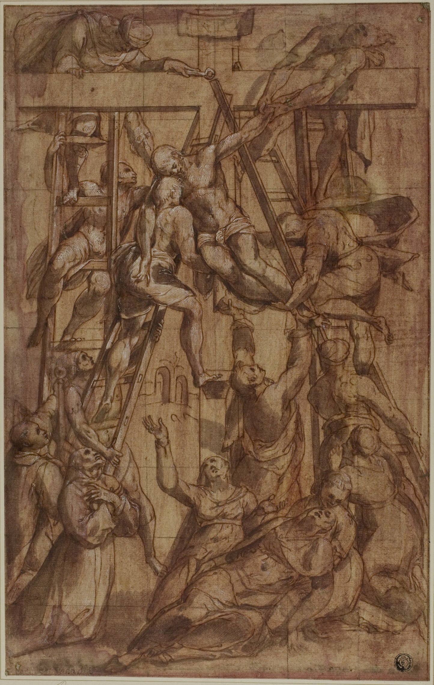 Deposition, with Saint Francis of Assisi and Another Male Saint (Stephen?) - Attributed to Simone De Magistris, Poster Print Wall Art