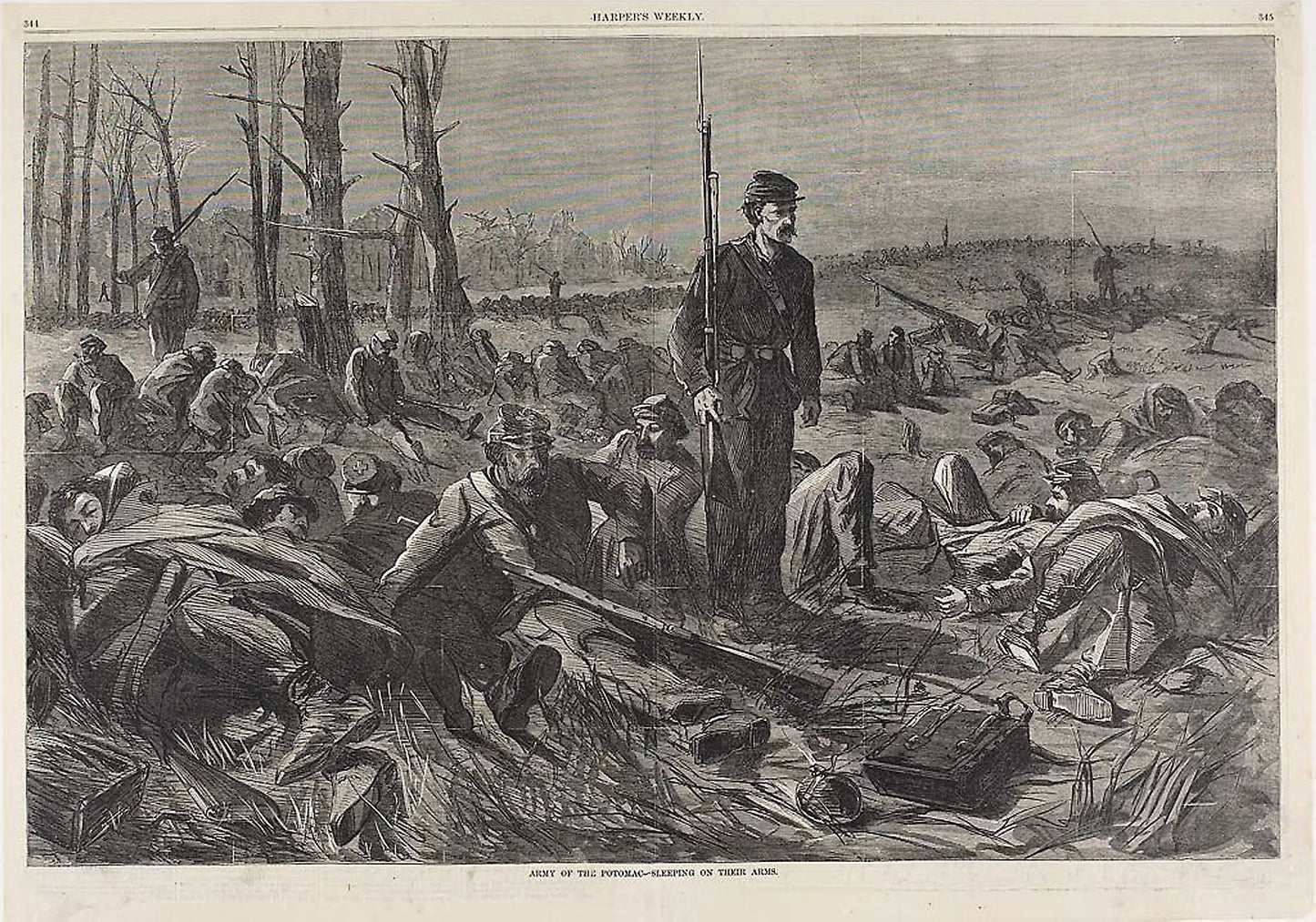 Army of the Potomac—Sleeping on Their Arms - Winslow Homer (American, 1836-1910), Poster Print Wall Art