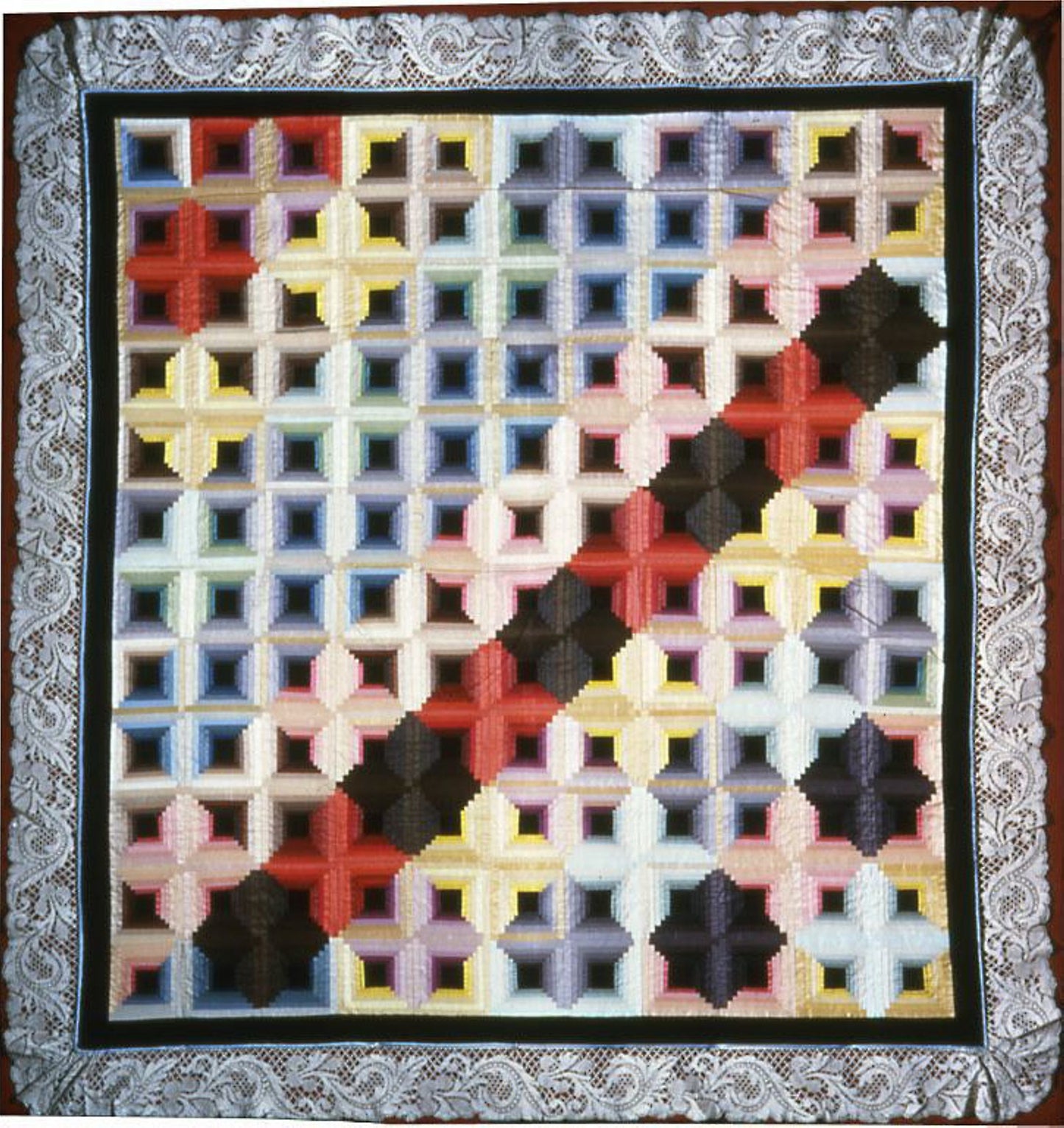 Bedcover (Log Cabin Quilt) - United States, Poster Print Wall Art