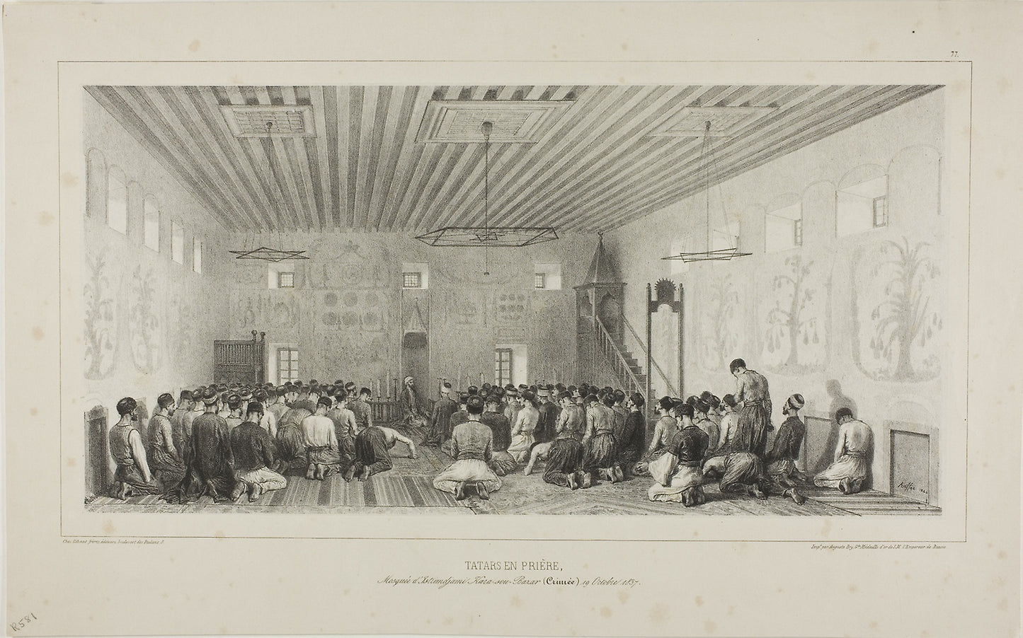 Praying Tartars, Istrimdjami-Kara-sou-Bazar, Crimea, October 19, 1837 - Denis Auguste Marie Raffet (French, 1804-1860), Poster Print Wall Art