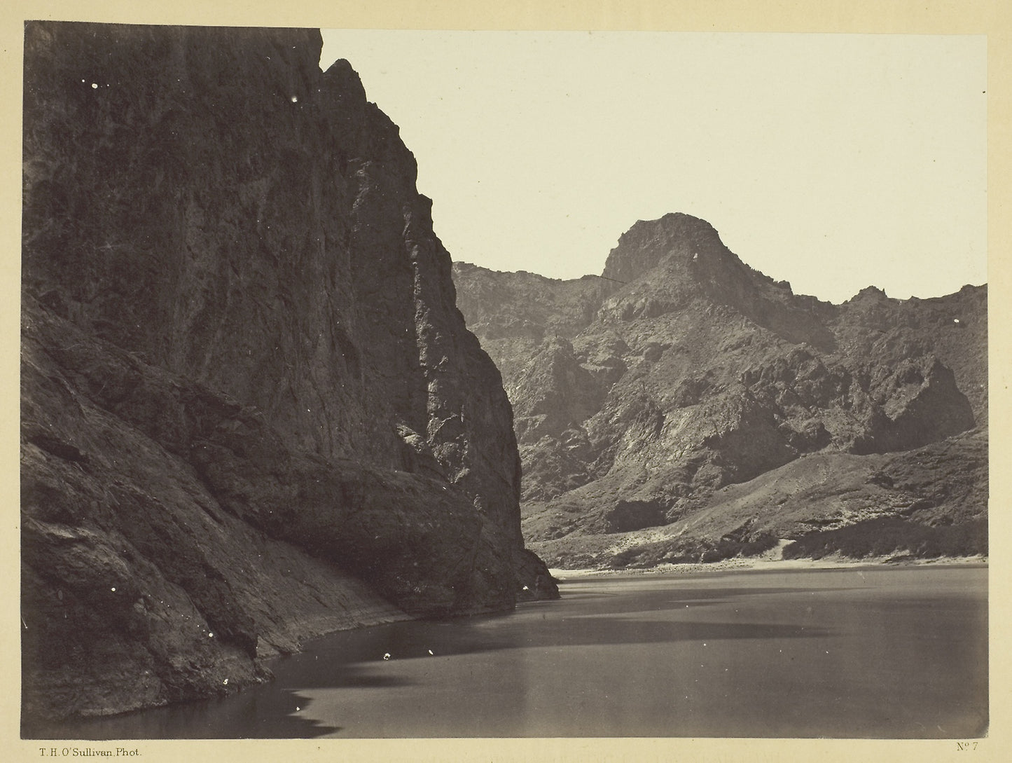 Black Cañon, Colorado River, looking below near Camp 7. Explorations in Nevada and Arizona, Expedition of 1871. Lieut. Geo. M. Wheeler, Com'd'g. - Timothy O'Sullivan, Poster Print Wall Art