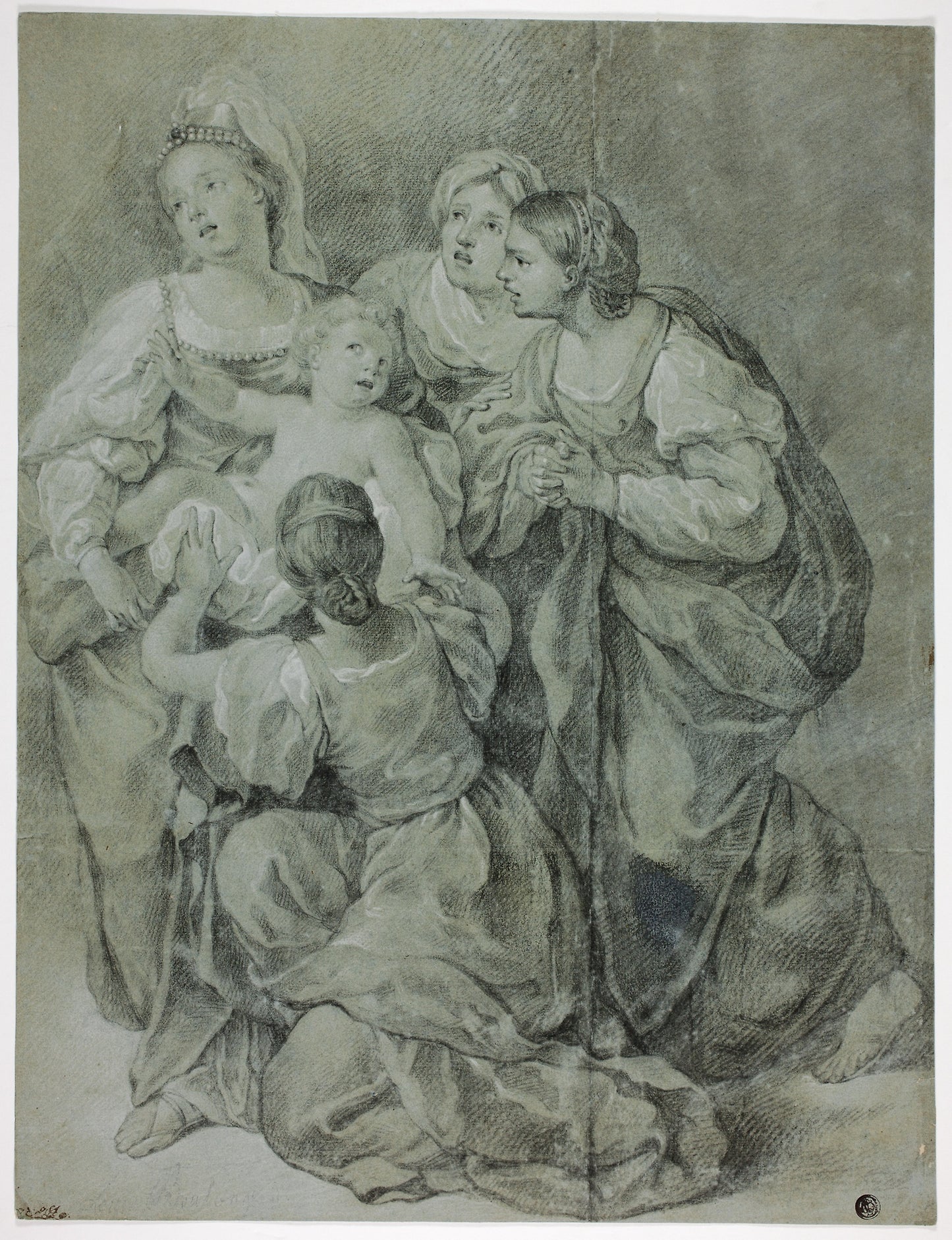 Group of Four Women and Child - After Domenichino, Poster Print Wall Art