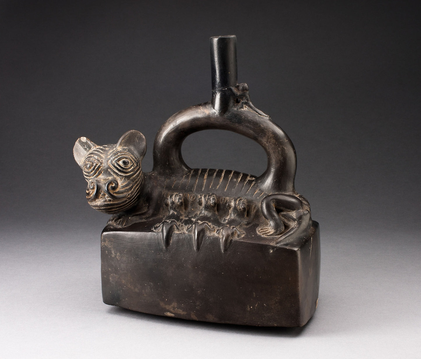 Stirrup-Spout Vessel Depicting a Puma with Suckling Cubs - Chimú, Poster Print Wall Art