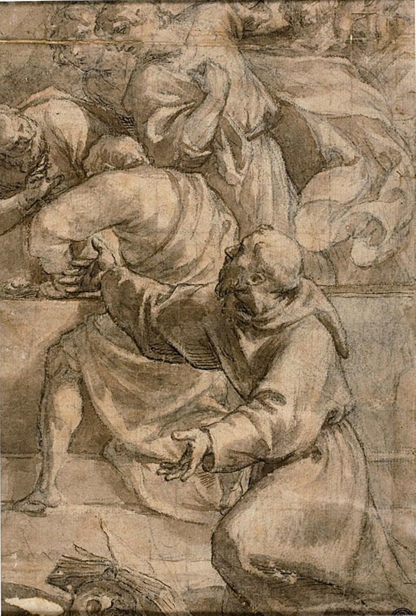 Fragment of an Assumption (?) Scene - Apostles, with Saint Francis of Assisi in the Foreground - Alessandro Turchi, called L'Orbetto, Poster Print Wall Art