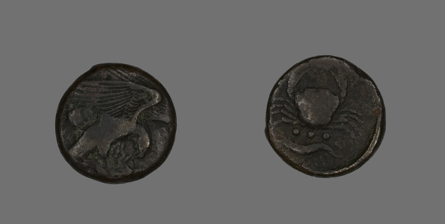 Coin Depicting an Eagle - Greek; Agrigentum, Sicily, Poster Print Wall Art