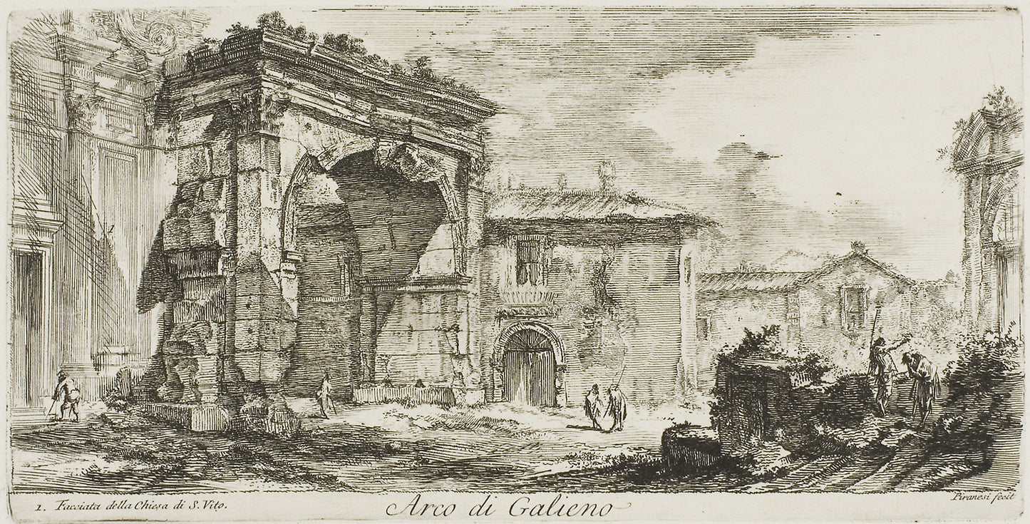 Arch of Galienus. I. Facade of the Church of S. Vito, plate 29 from Some Views of Triumphal Arches and other monuments - Giovanni Battista Piranesi, Poster Print Wall Art