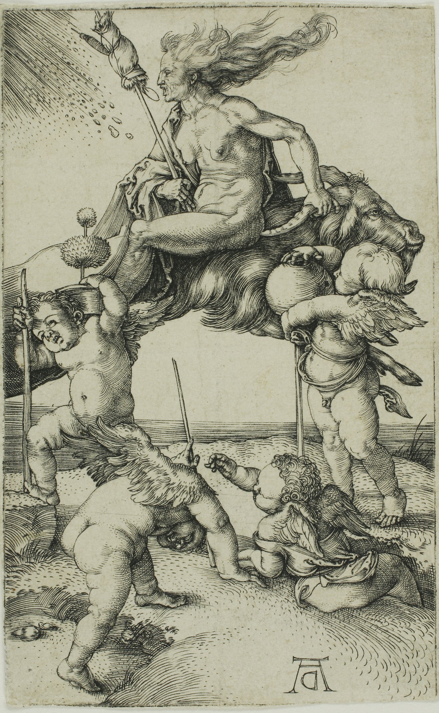 Witch Riding Backwards on a Goat - Albrecht Dürer, Poster Print Wall Art
