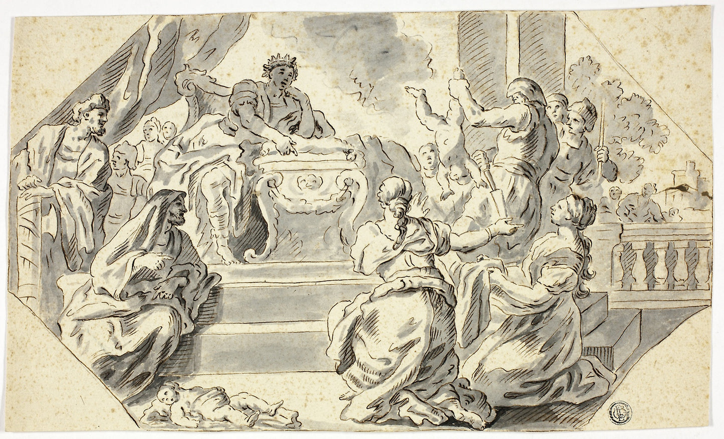 Judgement of Solomon - School of Francesco Solimena, Poster Print Wall Art