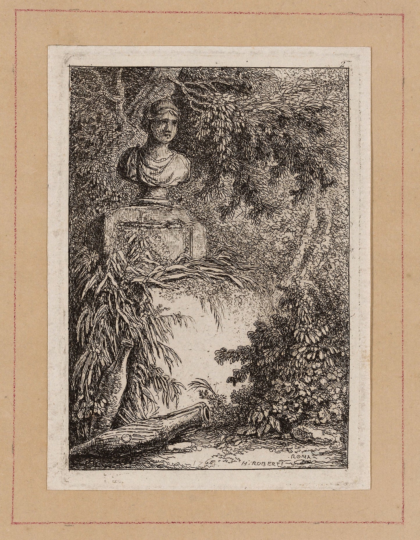 Plate Two from Evenings in Rome - Hubert Robert , Poster Print Wall Art