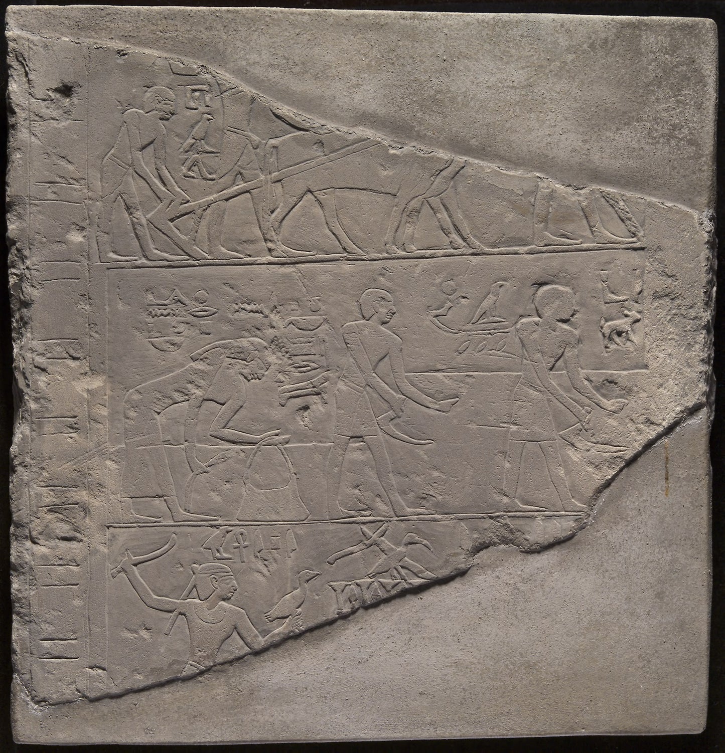 Fragment of a Stela Depicting Plowing, Harvesting, and Fowling: Egyptian, Poster Print Wall Art
