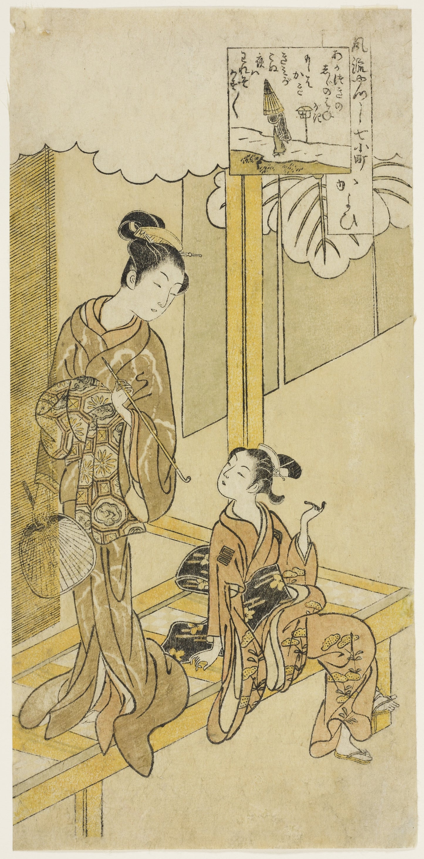 Visiting (Kayoi), from the series "The Seven Fashionable Aspects of Komachi (Furyu yatsushi nana Komachi)" - Suzuki Harunobu ?? ??, Poster Print Wall Art