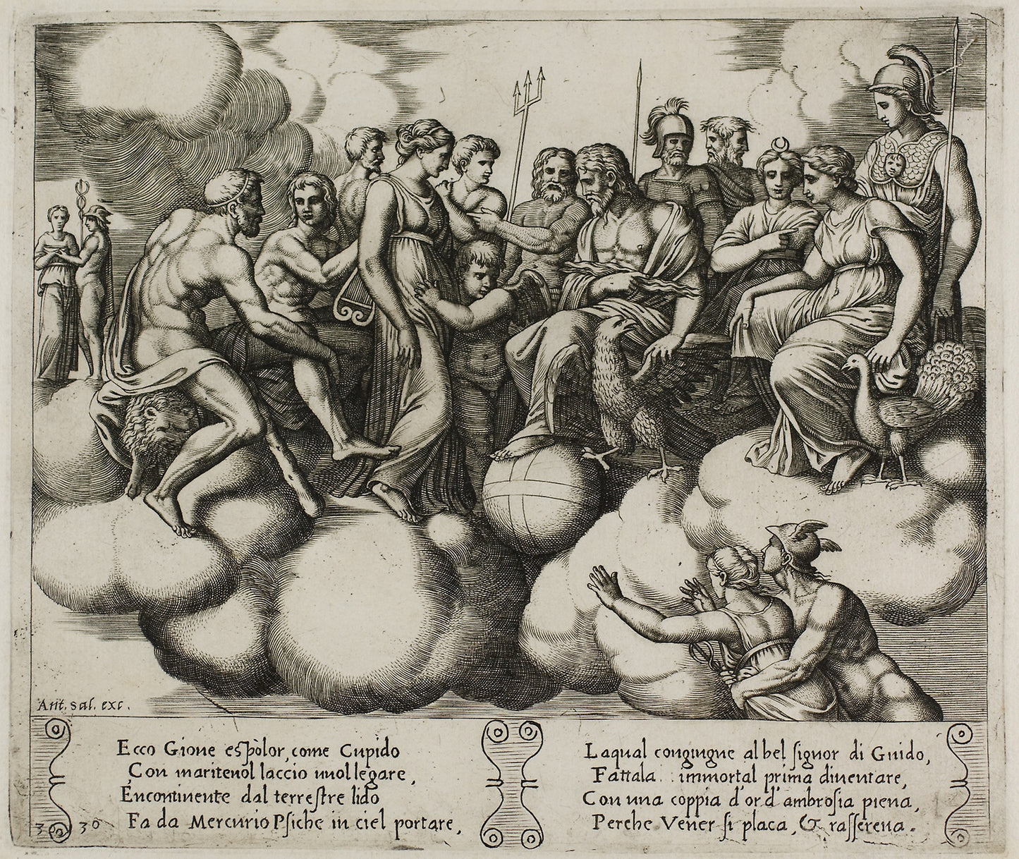 Venus and Cupid Pleading Their Cause in the Presence of Jupiter and Other Gods - Master of the Die (Italian, active c. 1530-1560), Poster Print Wall Art
