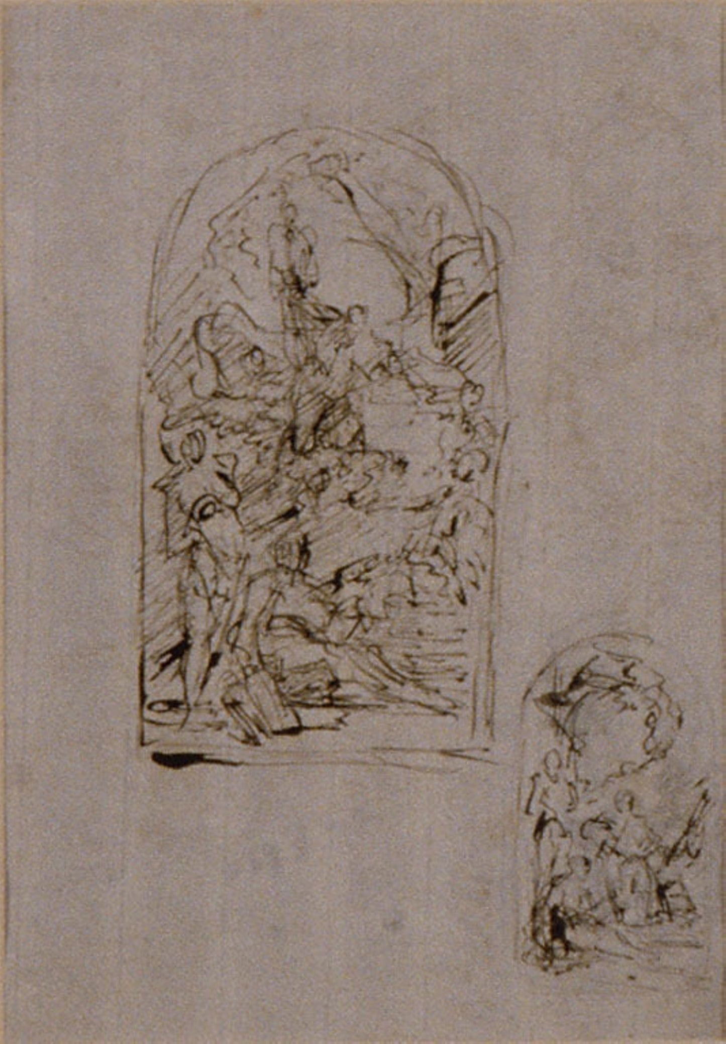 Sketches for an Altar with Saint Margaret of Cortona, Saint Sebastian and Saint Roch (recto); Two Sketches for an Altar (verso) - Giovanni Battista Piazzetta, Poster Print Wall Art