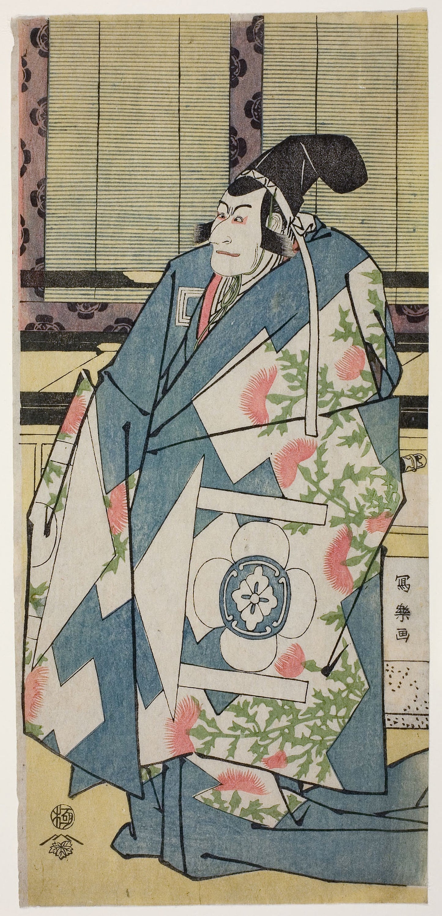 The Actor Ichikawa Ebizo as Kudo Saemon Suketsune (Ichikawa Ebizo no Kudo Saemon Suketsune) - (Kansei 7), Poster Print Wall Art