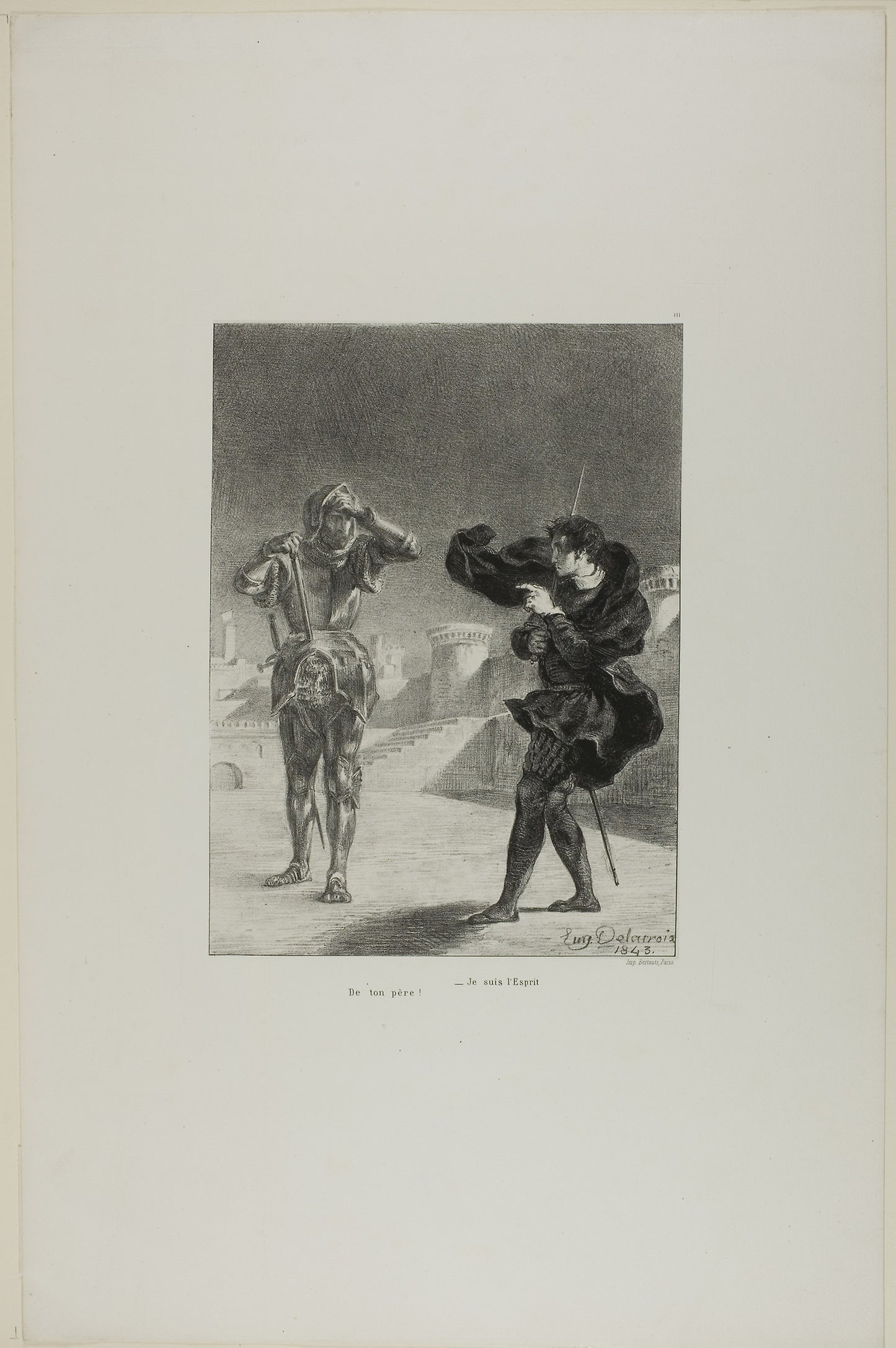 The Ghost on the Platform, plate 3 from Hamlet - Eugène Delacroix, Poster Print Wall Art