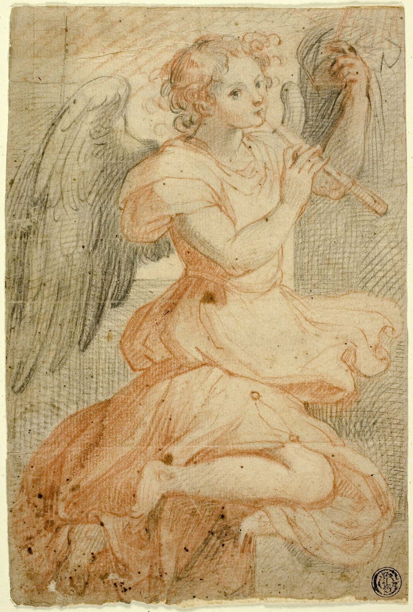 Angel Playing a Flute - Circle of Giuseppe Cesari, called Il Cavalier d'Arpino, Poster Print Wall Art
