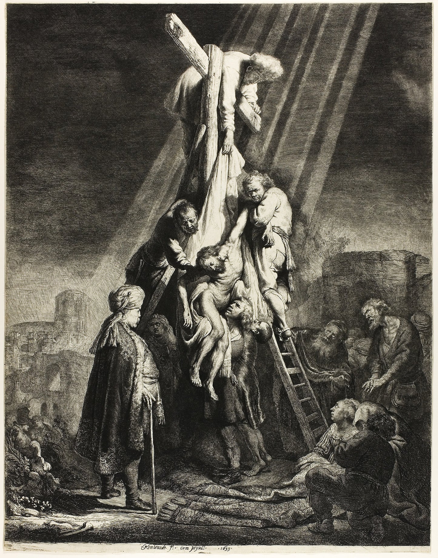 The Descent from the Cross - Second Plate - Rembrandt van Rijn, Poster Print Wall Art