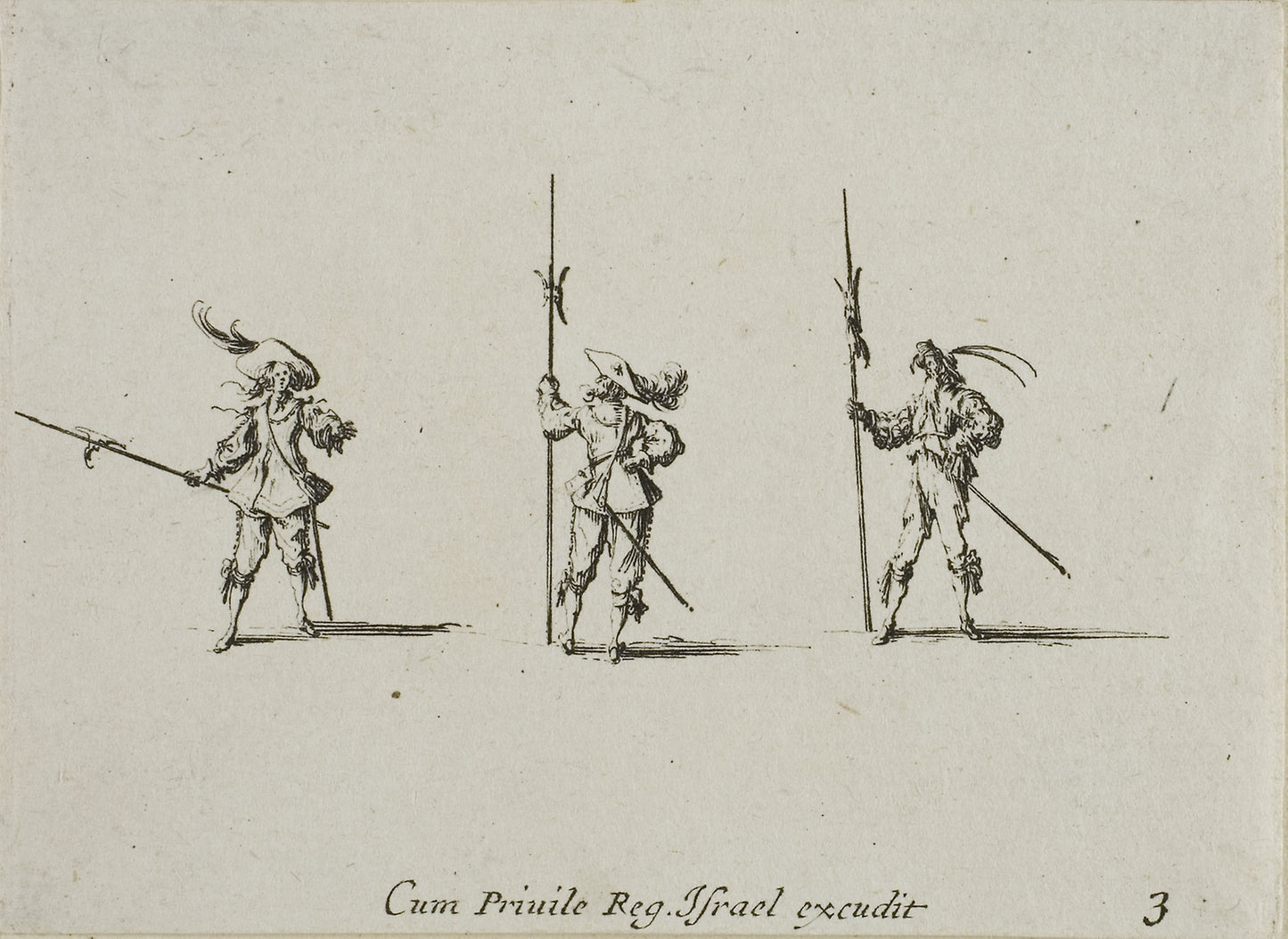 Drill with Halberds, plate three from The Military Exercises - Jacques Callot (French, 1592-1635), Poster Print Wall Art