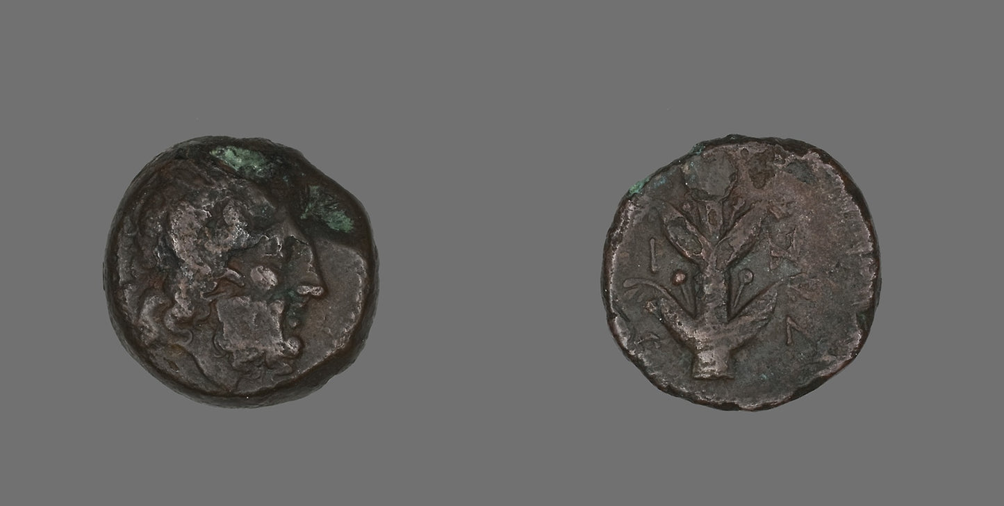 Coin Depicting the God Zeus Ammon - Greek; Cyrenaicia, North Africa, Poster Print Wall Art
