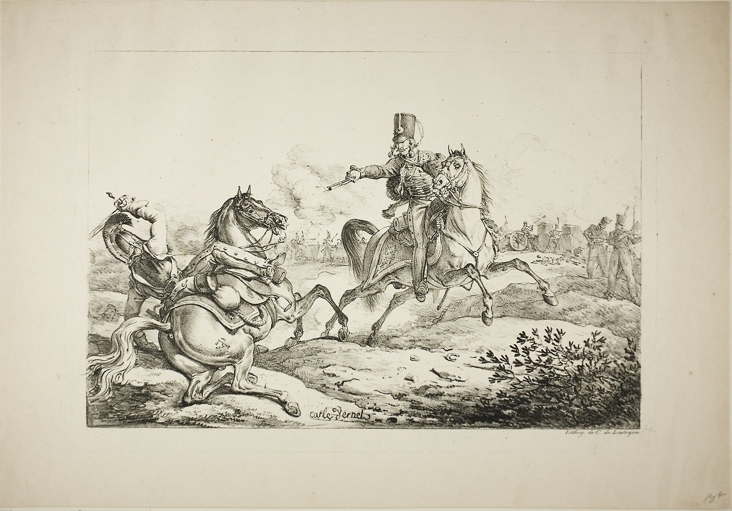 Hussar Discharging his Pistol at a German Dragoon - Carle Vernet (French, 1758-1836), Poster Print Wall Art