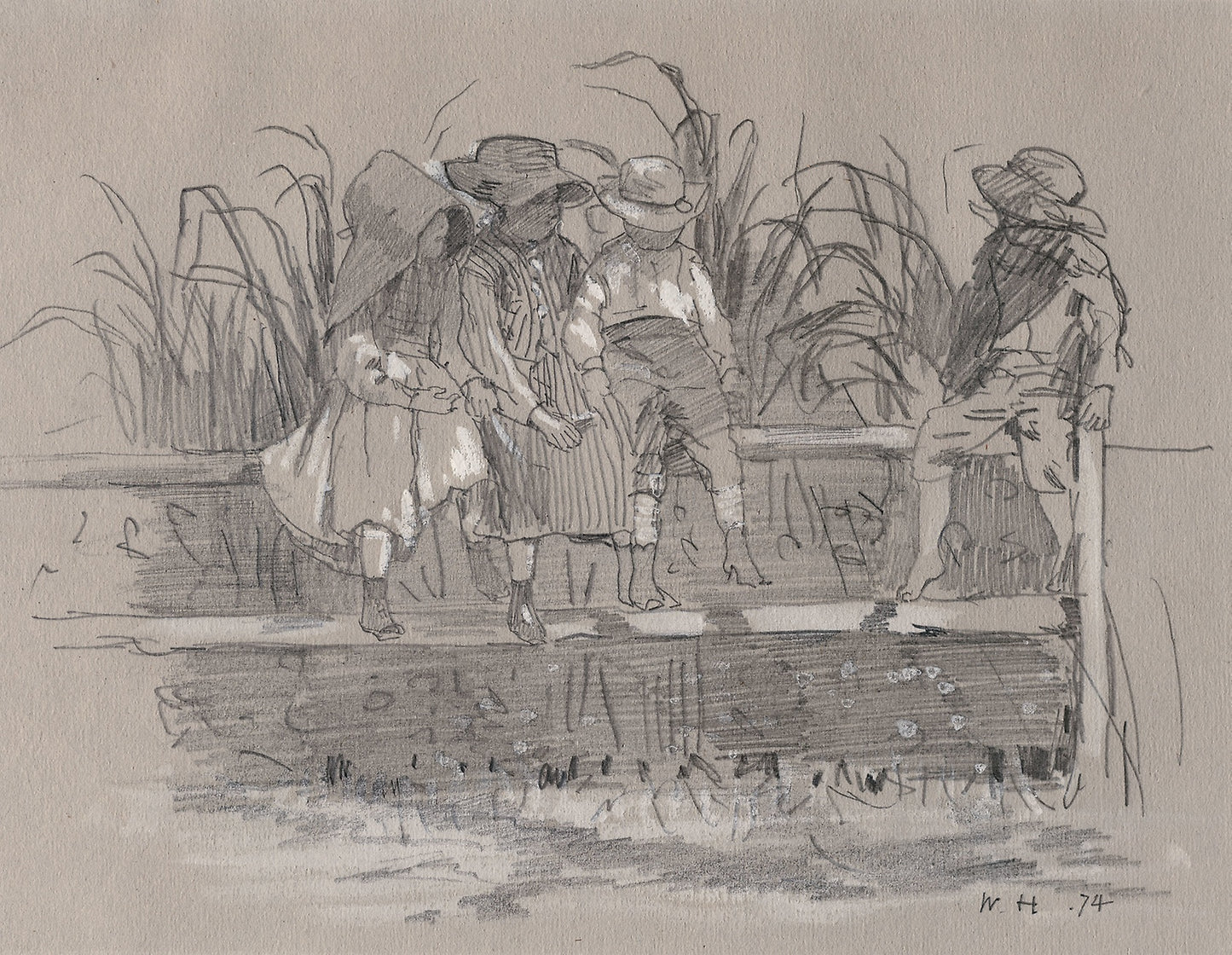 Children Sitting on a Fence - Winslow Homer, Poster Print Wall Art