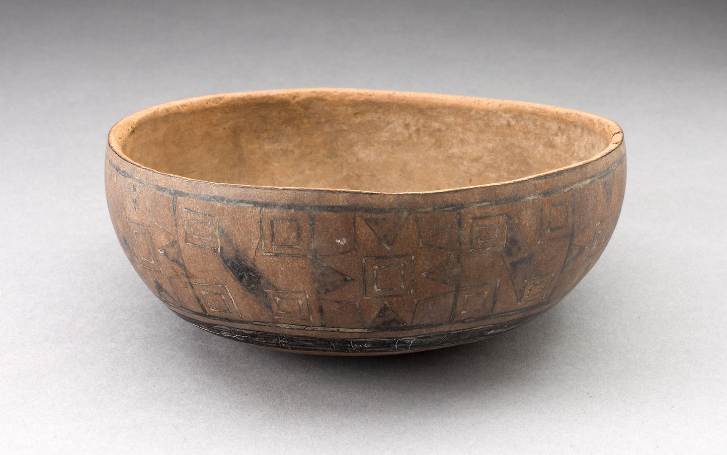 Bowl with Incised and Painted Textile-Like Motifs - Colonial Inca, Poster Print Wall Art