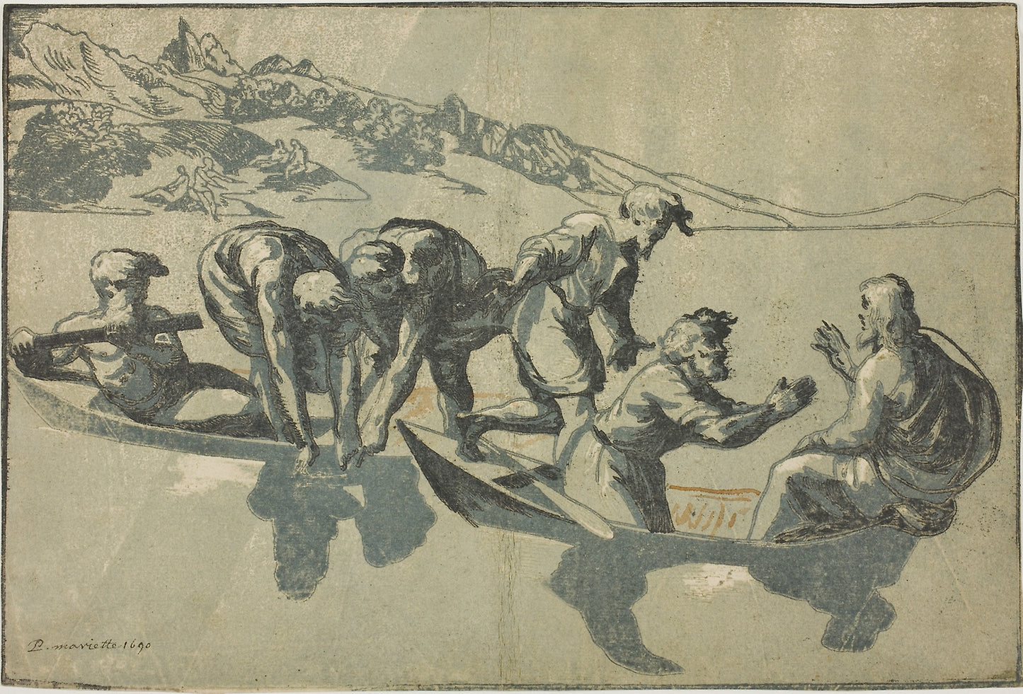 The Miraculous Draught of Fishes - Attributed to Ugo da Carpi (Italian, c. 1480-after 1525), Poster Print Wall Art