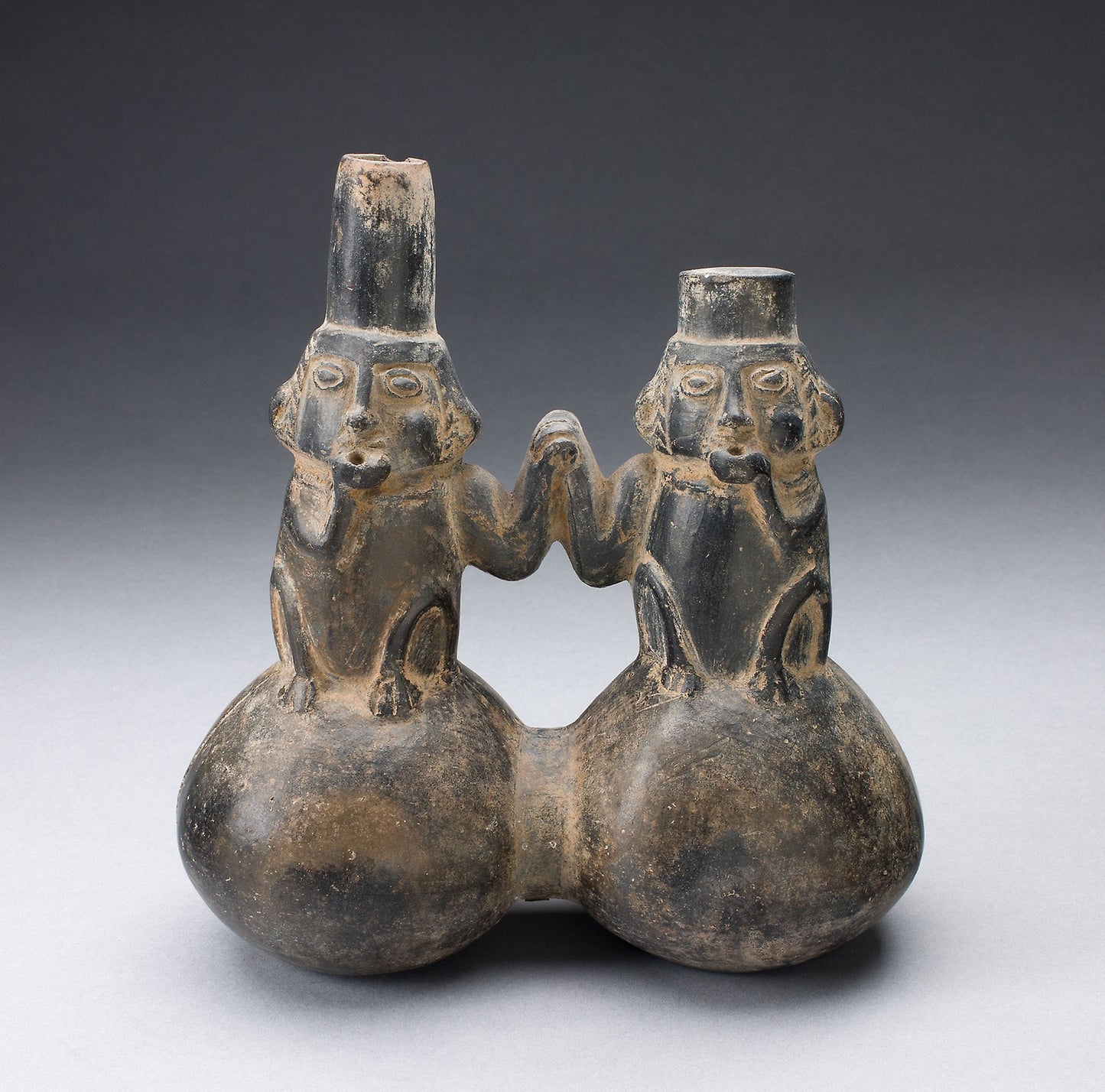 Double Vessel in the Form of Two Figures Drinking and Holding Hands - Chimú, Poster Print Wall Art
