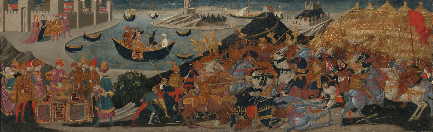 The Battle of Pharsalus and the Death of Pompey - Workshop of Apollonio di Giovanni and Marco del Buono Giamberti, Poster Print Wall Art