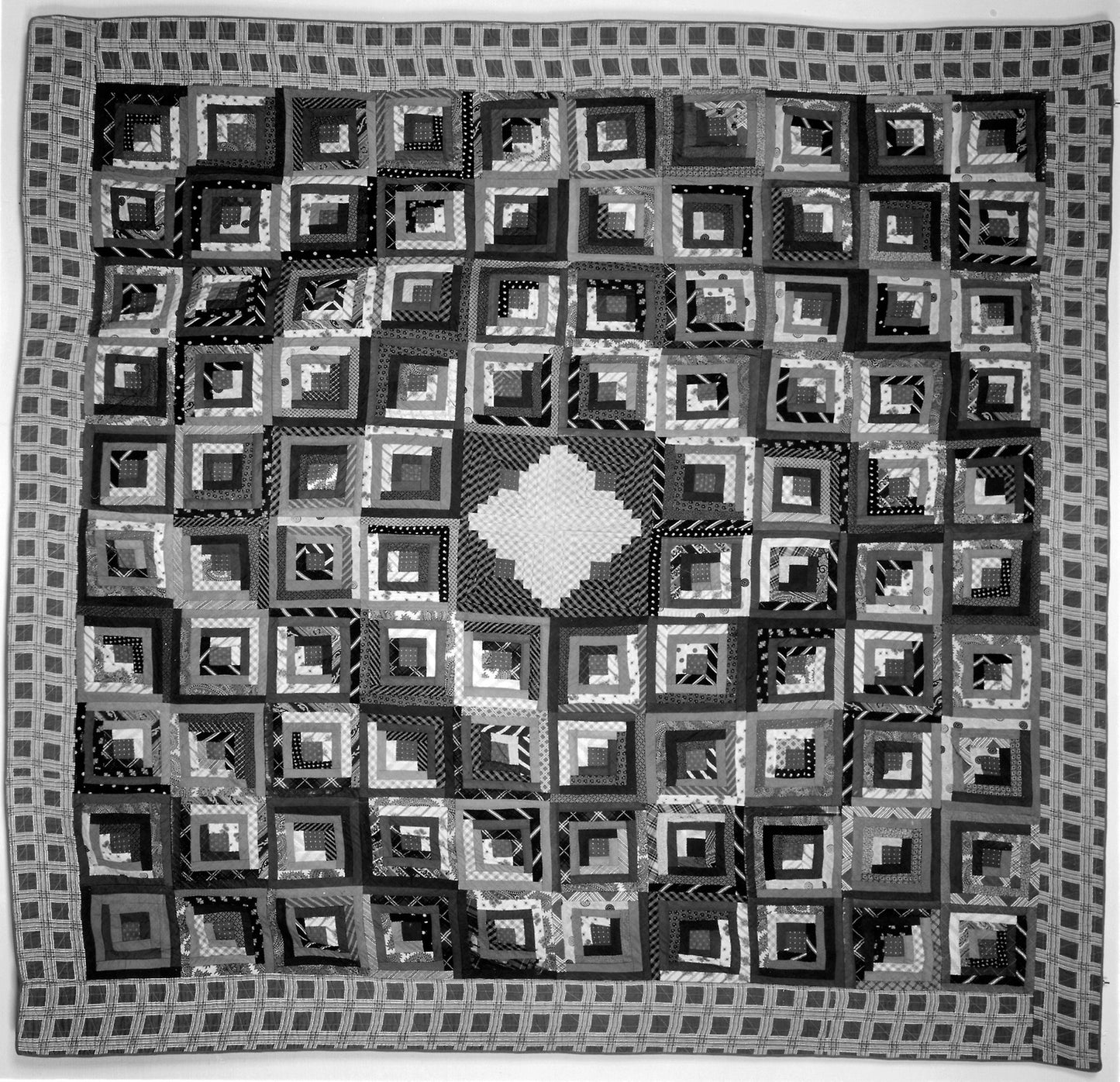 Bedcover (Log Cabin Quilt) - United States, Pennsylvania, Shermans Dale, Poster Print Wall Art