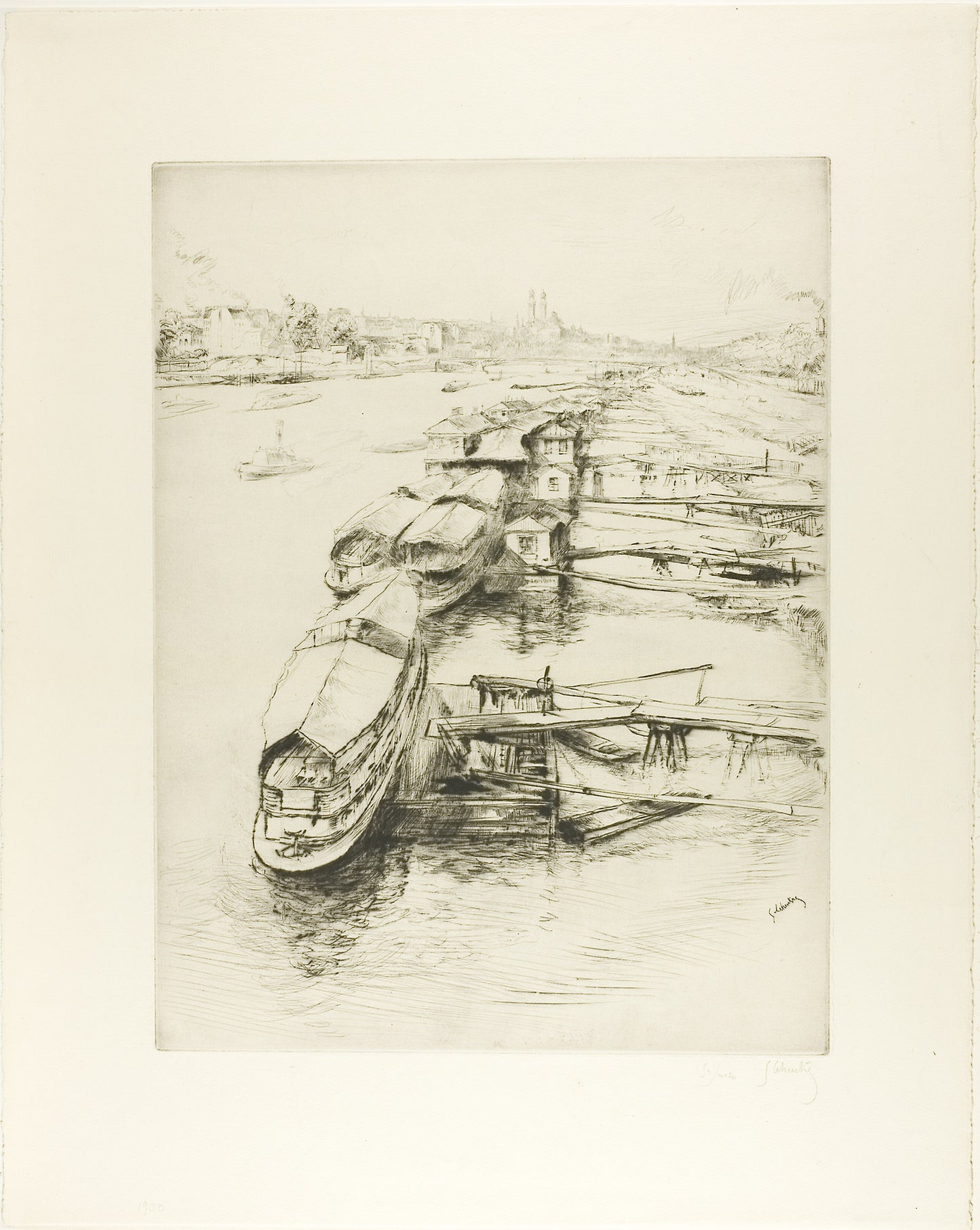 Barges at Auteuil - Gustave Leheutre, Poster Print Wall Art
