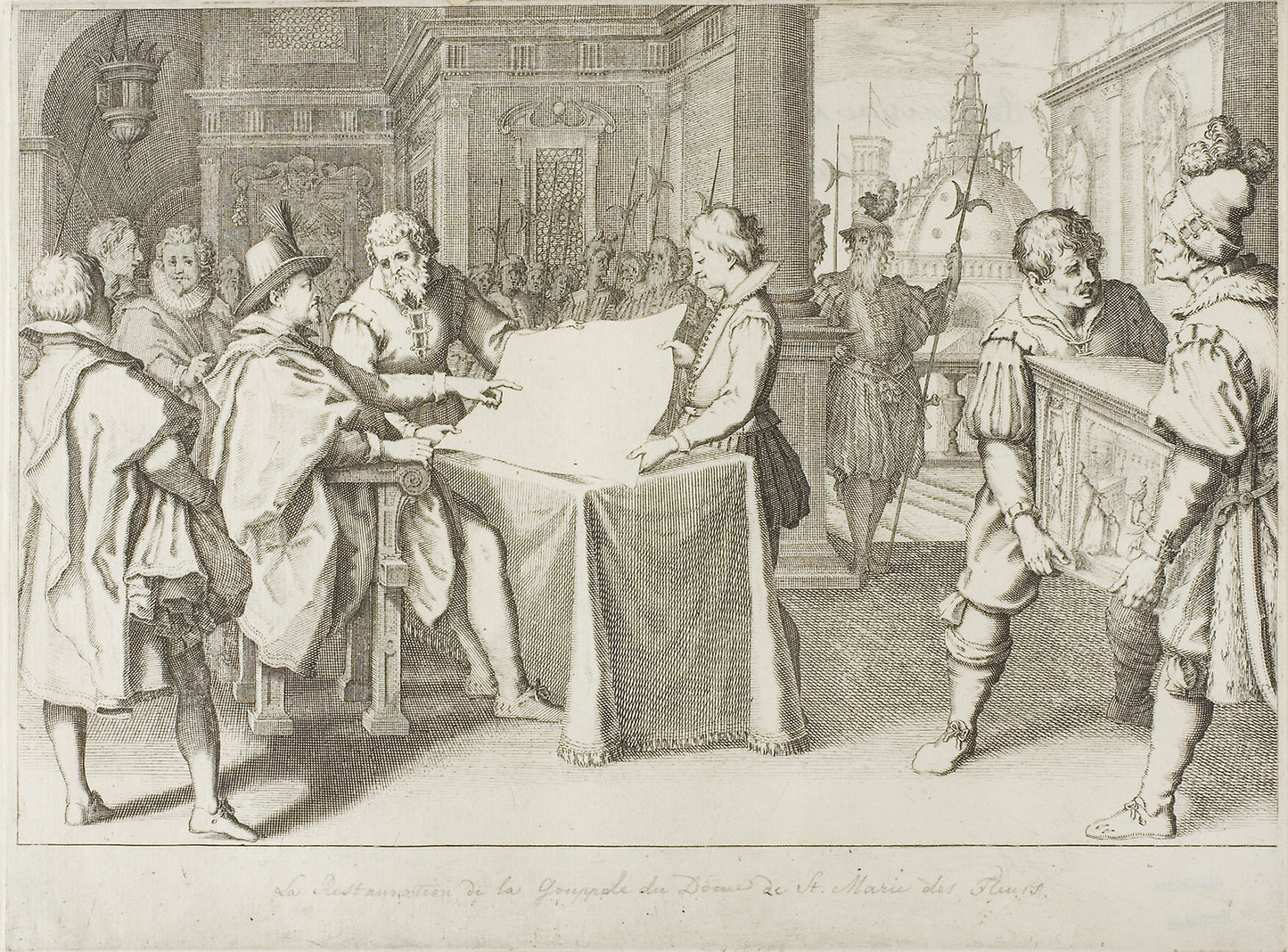 The Restoration of the Dome of Florence - Jacques Callot, Poster Print Wall Art