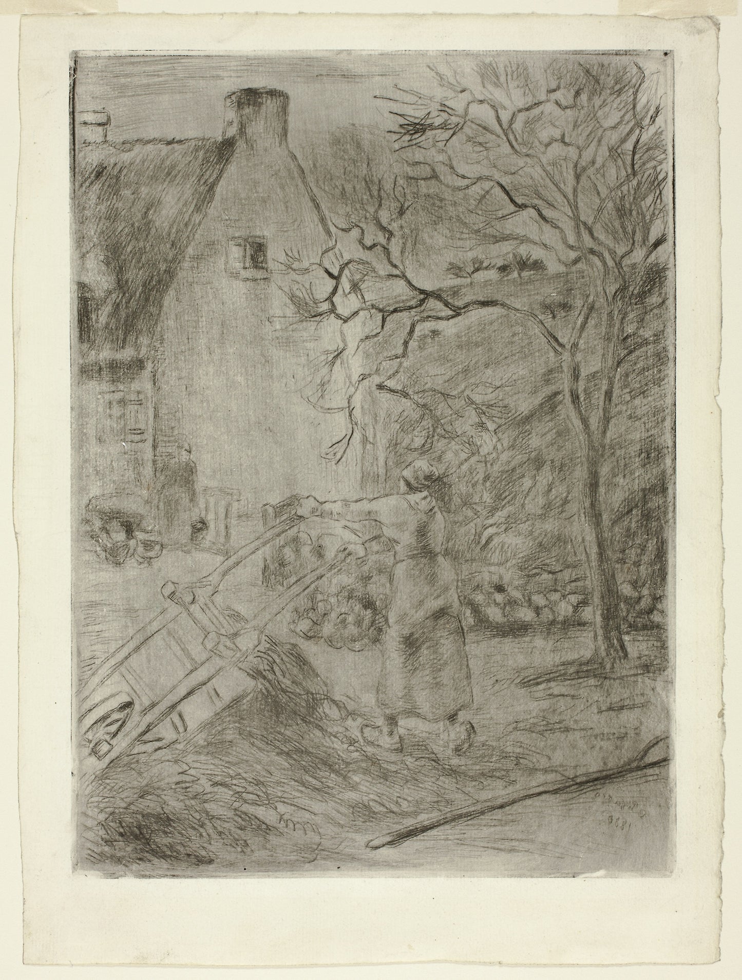 Woman Emptying a Wheelbarrow - Camille Pissarro, Poster Print Wall Art