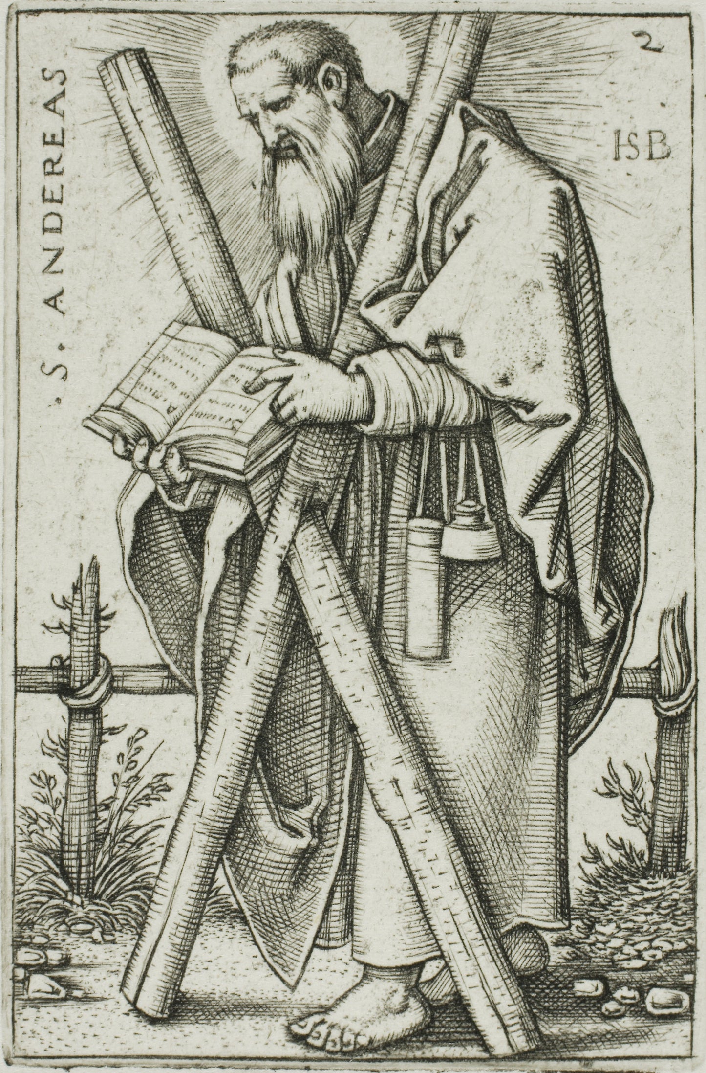 St. Andrew, plate 2 from The Twelve Apostles - Sebald Beham, Poster Print Wall Art