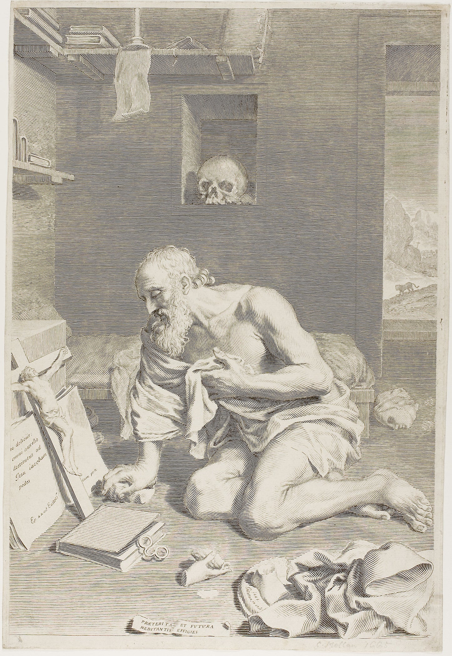 St. Jerome Praying - Claude Mellan, Poster Print Wall Art