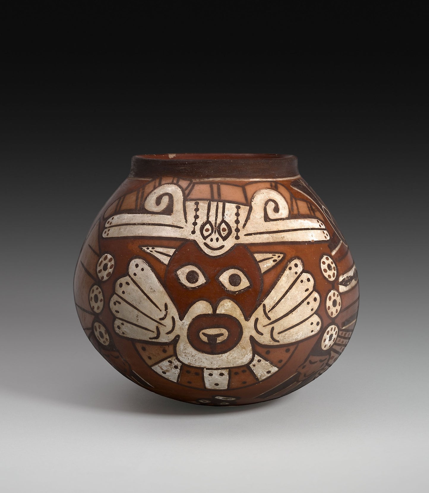 Vessel Depicting a Costumed Ritual Performer Holding a Staff and a Trophy Head - Nazca, Poster Print Wall Art