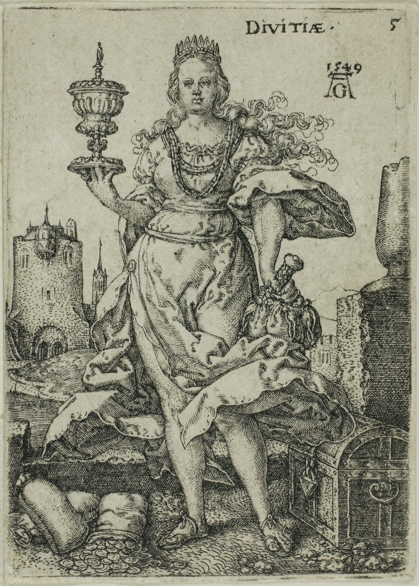 Wealth, plate five from Virtues and Vices - Heinrich Aldegrever, Poster Print Wall Art
