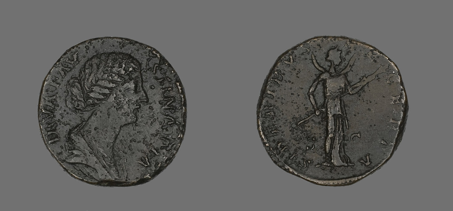 Sestertius (Coin) Portraying Empress Faustina - Roman, minted in Rome, Poster Print Wall Art